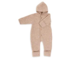 Engel Baby Jumpsuit with Hood Wool Fleece, Reed Melange, 62-68 cm