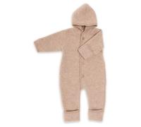 Engel Baby Jumpsuit with Hood Wool Fleece, sand memelange, 86-92