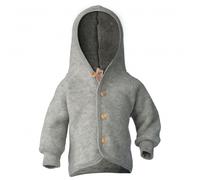 Engel - Children's Hooded Jacket with Wooden Buttons - Wool jacket size 110/116, grey