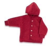 Engel - Children's Hooded Jacket with Wooden Buttons - Wool jacket size 50/56, red