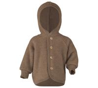 Engel - Children's Hooded Jacket with Wooden Buttons - Wool jacket size 62/68, brown