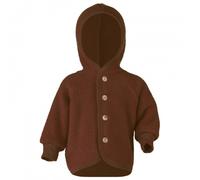 Engel - Children's Hooded Jacket with Wooden Buttons - Wool jacket size 74/80, brown