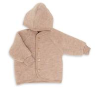Engel - Children's Hooded Jacket with Wooden Buttons - Wool jacket size 74/80, sand