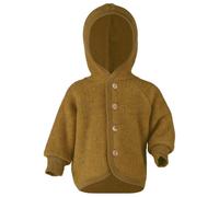 Engel - Children's Hooded Jacket with Wooden Buttons - Wool jacket size 86/92, brown