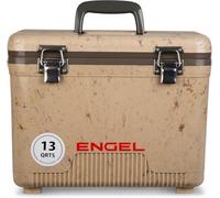 ENGEL Cooler Box 12.3 L - Leak-Proof, Drybox Cooler for Camping, Fishing, Hiking,Picnic - Mini Ice Boxes for 15 Cans, 38 x 25.4 x 28.5 CM - Small Cool Box for Drinks and Food in Grassland Camo