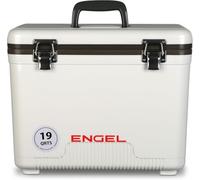 ENGEL Cooler Box 18L - Leak-Proof, Drybox Cooler for Camping, Fishing, Hiking,Picnic - Mini Ice Boxes for 30 Cans, 42 x 28.6 x 32.4 CM Small Cool Box for Drinks and Food in White