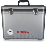 ENGEL Cooler Box 28.4L - Leak-Proof, Drybox Cooler for Camping, Fishing, Hiking,Picnic - Ice Boxes Large Enough for 30 Cans, 42 x 28.6 x 32.4 CM Small Cool Box for Drinks and Food in Silver