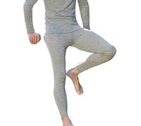 Engel, Men's Thermal Leggings, 70% Organic Merino Wool, 30% Silk (UK 36/38 Chest (Medium) - EU 46/48, Light Grey Melange)