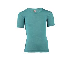 Engel Natur, Childrens Undershirt T-Shirt, 70% Organic Wool, 30% Silk (3-4 Years - EU 104, Kingfisher)