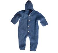 Engel Natur, Hooded Baby and Toddler Fleece Snowsuit, 100% Organic Wool (0-2 months (Height 18-22((50/56), Blue melange)
