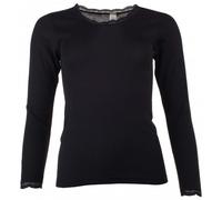 Womens Lace Edge Thermal Vest Organic Merino Wool/Silk (42/44 (UK 14), Black)