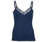 Engel - Women's Top with Lace - Silk base layer size 42/44, blue