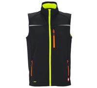 Engelbert Strauss e.s.motion 2020 Men's Softshell Vest - Water-Repellent, Windproof, Breathable, Black/Warning Yellow/Warning Orange, XXL