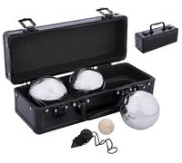 Engelhart - 010124 - Petanque Boules Set Aluminium Case 26.5 x 10 x 9 cm - 3 Metal Boules 74mm 720g - Garden Outdoor Game - Jack -Measuring Cord