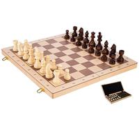 Engelhart - 151206 - Large Birch wood chess set - Walnut and maple veneer - Foldable - Dimensions: 45 x 45 x 5.5 cm - King: 90 mm - Cases 50 mm - Weighted pieces