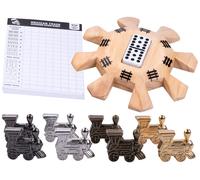 Engelhart - Dominoes mexican train or accessories (1 Wooden Station + 8 Metal Lo