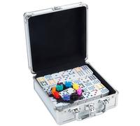 Engelhart - 250160 - Mexican Train Dominoes Set D12 - Metal Case + Accessories - Complete Set - 91 Dominoes - 2 to 8 Players
