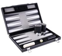 Engelhart- 250515 - Backgammon 15"- Open: 36 x 48 cm - inlaid velvet and stitching leatherette playing field in attache case