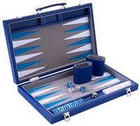 Engelhart - 250521 - Luxury Backgammon Set 15" - faux leather exterior, interior special felt inlay - pearly dice and token - 2 tumblers