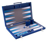 Engelhart - 250526 - Luxury 18" backgammon set inlaid velvet - leatherette exterior - pearly dice and token
