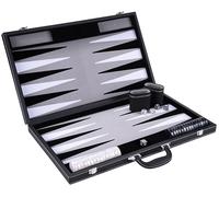 Engelhart - 250537 - Deluxe Backgammon Set 21 Inch (54 cm) - Faux Leather Finish - Premium Felt Lining - Pearl Dice & Checkers + 2 Dice Cups. +6 years
