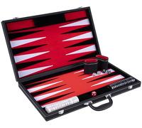 Engelhart - 250538 - Deluxe Backgammon Set 21 Inch (54 cm) - Faux Leather Exterior - Soft Felt Interior - Pearlized Dice & Playing Pieces + 2 Dice Cups +6 years