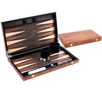 Engelhart - 250541 - Deluxe 18-inch Backgammon Set with Varnished Rosewood Veneer - Metal Closure - Pearly Dice, Chips, and Wooden Cups Included - 2 Players - Game Rules Included - Ages 6+