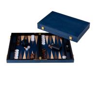 Engelhart-250555 - Backgammon Wooden 18 Inch (45.5 cm) Luxury Burl Wood Case Walnut Inlay - Open 52 × 45.5 cm - Brown/White Pieces - Dice & Cups - Traditional Board Game