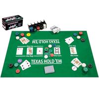 Engelhart - 320900 - Complete Poker Set - Metal Box with Mat, 200 Chips (4 g), 2 Card Games, Dealer Buttons, Small and Large Shields + Game Rules