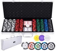 Engelhart - 320920 - Poker Set - Silver Metal Case - 500 Chips 14g Small Bets (1 to 100) + 2 Decks of Cards, 3 Dealer Buttons, 5 Dice