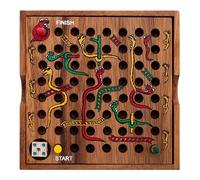 Engelhart - 350280- Snakes and ladders game in a wooden box - travel game for age 4 plus - 2 to 4 players 13.5 x 13.5 x 3.5 cm