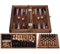 Engelhart - 350521 - Chess and Backgammon Set in Sustainable Wood with Fine Decorations - 30 cm - 2-in-1 Folding Board Game - Multilingual Rules & Pieces Included - Ages 6+