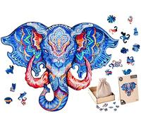 Engelhart - 602030 - Wooden Puzzle Animals: Elephant Head A4 - Unique 83-Pcs Wooden Shape - Adult Puzzle - Family Game - Wooden Gift Box - Ages 12+ - 21 x 29.7 cm