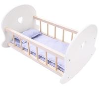 Engelhart - 606012 - Rocking Crib for Dolls Grey/White - wooden cradle for dolls - dimensions: 50 x 36 x 28 cm - age 3 and up
