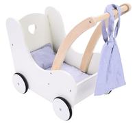Engelhart - 606014 - Elegant Wooden Pram for Dolls - Grey and White - dimensions: 50 x 28 x 46 cm - age 3 and up