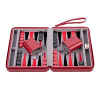Engelhart 9 inch Backgammon Travel Set - Red / Black / gray