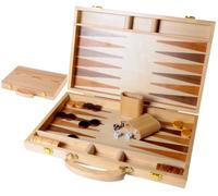 Engelhart Backgammon Set 15 Inch Inlaid Wooden Game - Classic Strategy Board Game with Dice, Checkers and Accessories for 2 Players 250536