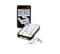 Engelhart - Large colorful dominoes in a metal box - domino game for adults and children (Double 6)