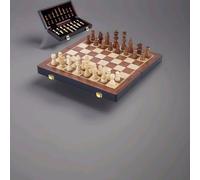 Engelhart Luxury Chess Set Solid Wood Folding Table With Carved Pieces 24.5cm