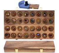 Engelhart-350600 - Mancala Double Deluxe Folding - 75 Semi-Precious Stones - Traditional African Board Game - Walnut Wood 44 × 25 × 2.5 cm - Rules Included