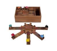 Engelhart Mexican Train Domino Double 12 Wooden Set - 91 Tiles with 8 Trains, Hub and Storage Box, Family Strategy Game 350373