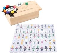 Engelhart Mexican Train Dominoes Set D9 Numbers - 55 Dominoes, 8 Trains, Small Premium Family Board Game for 2 to 4 Players 250126