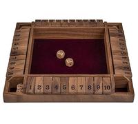 Engelhart Shut the Box Dice Game for 4 Players - Traditional Wooden Box Game with Felt Lining, 8 Wooden Dice and 29 x 29 x 3.5 cm Board 300406