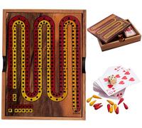 Engelhart -350290- Wooden cribbage in a box with cards - board game for 2 or more players aged 8 plus - 16.7 x 22.2 x 4.3 cm