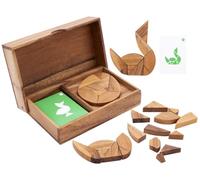 Engelhart Wooden Double Tangram Egg Puzzle - Shape Logic Game for 1 or 2 Players, Family Brain Teaser Puzzle for Ages 4+ 350102