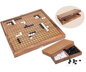Engelhart Wooden Go Game 31 x 31 x 2.5 cm - Classic Japanese Strategy Board Game with Board and Stones for Ages 8+ 350360