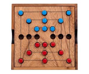 Engelhart Wooden Nine Men’s Morris Game - Compact Mill Strategy Board Game 13.8 cm, Travel Game for 2 Players 350270