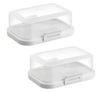 Engelland 2 x Stackable Butter Dish with Closure, Plastic Box, Perfect for Fridge, BPA-Free, Grey