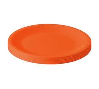 Engelland - Set of 6 Plastic Plates, Orange, Diameter 23.5 cm, Flat, Shatterproof, Reusable, Reusable, Plastic Plates, Microwave & Dishwasher Safe, BPA-Free, Camping, Picnic, Party