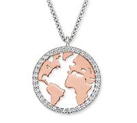 Engelsrufer Angel Whisperer ERN-World-BICOR-ZI Women's 925 Sterling Silver Necklace with Cubic Zirconia Stones Lobster Clasp Size 44 cm